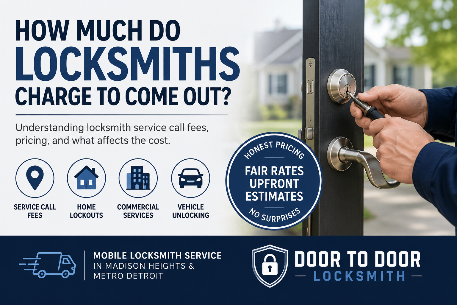 how much do locksmiths charge to come out in Michigan?